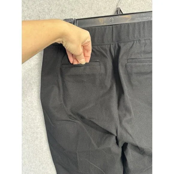 Talbots Skinny Ankle Pants Black Sz 8P Mid Rise Tapered Pull On Trouser EUC - Picture 3 of 9